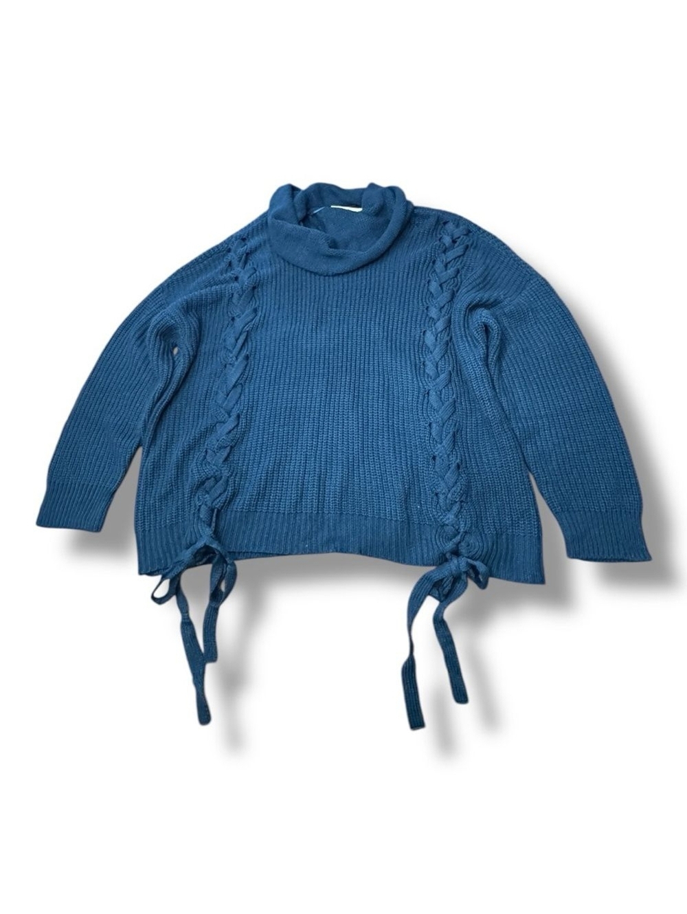NWT Lane Bryant Knit Sweater Cowl Neck Peacock Tie Criss Cross Women’s Sz 22/24